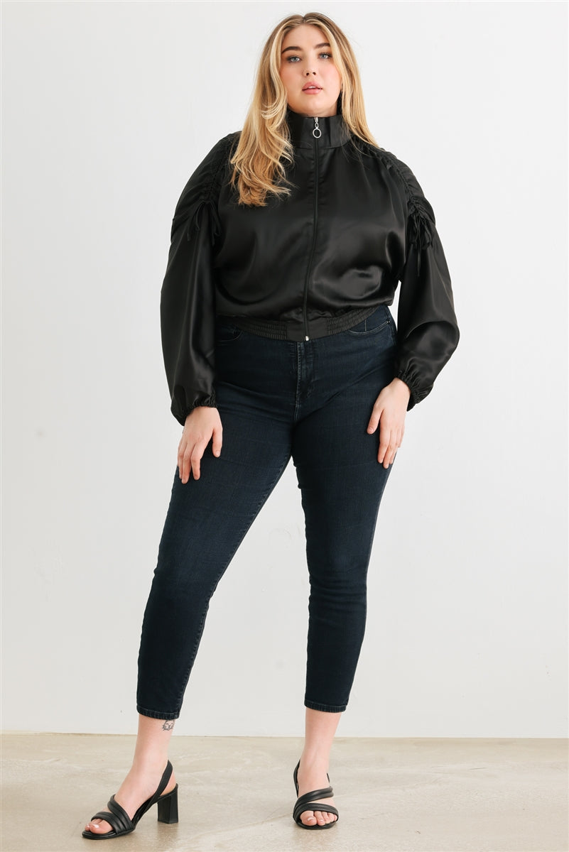 Plus Satin Ruched Jacket