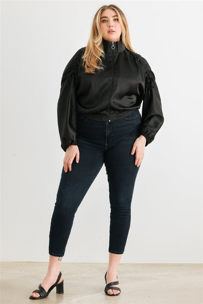 Plus Satin Ruched Jacket