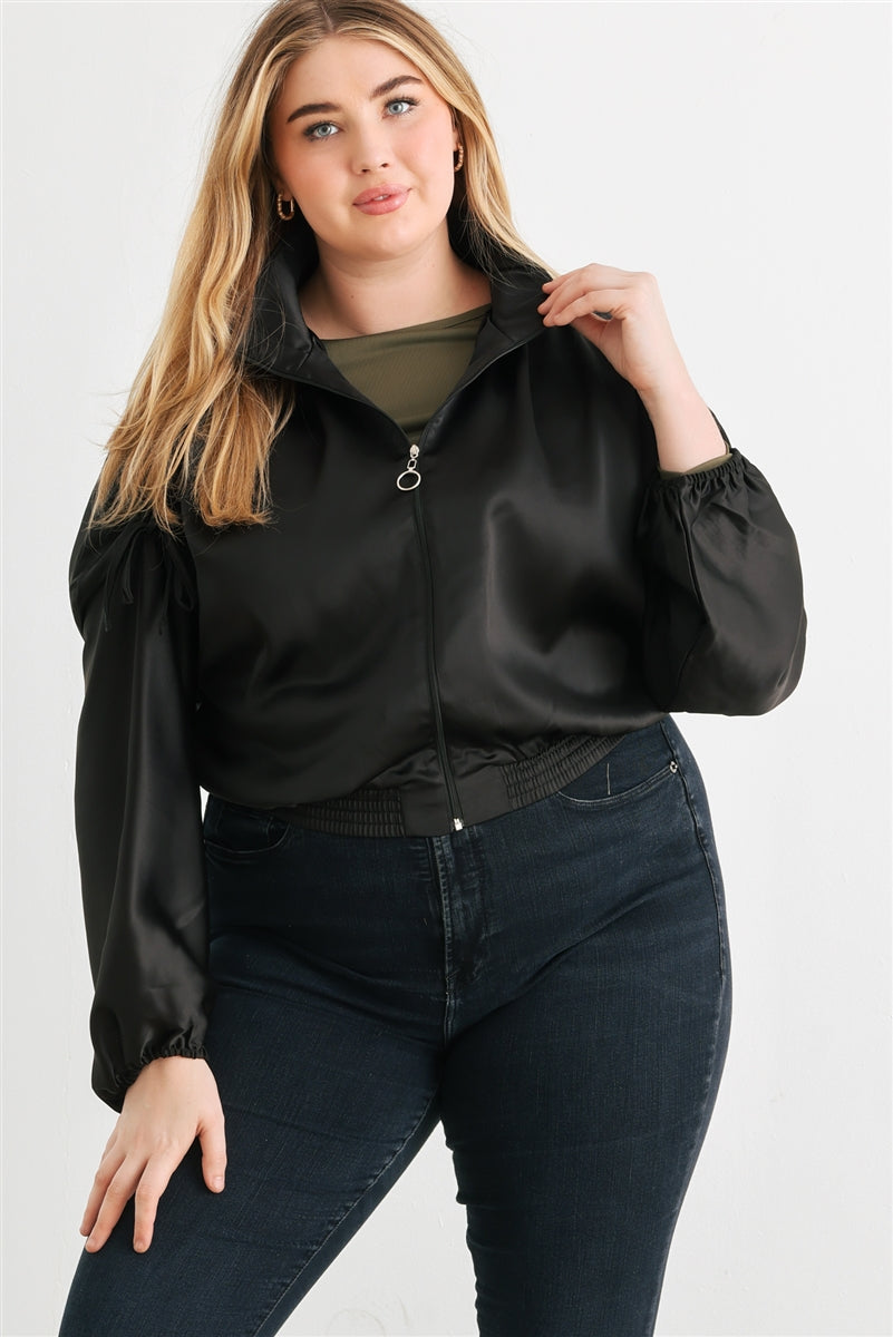 Plus Satin Ruched Jacket