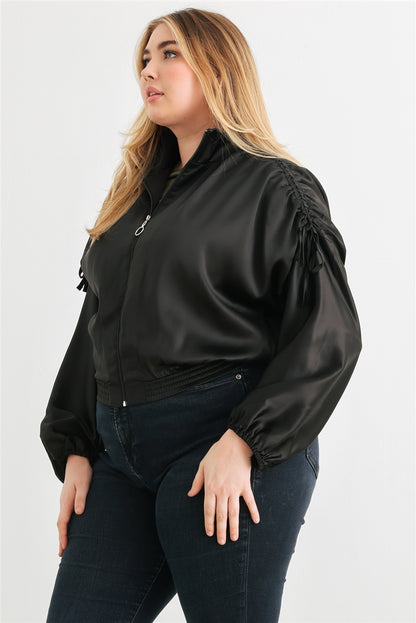 Plus Satin Ruched Jacket