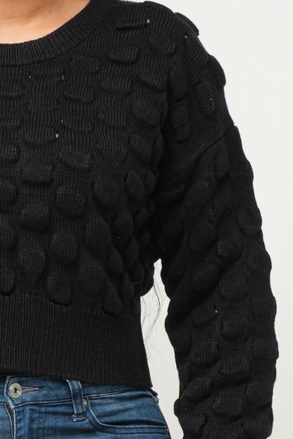 Soft Round Neck Puff Sweater Top