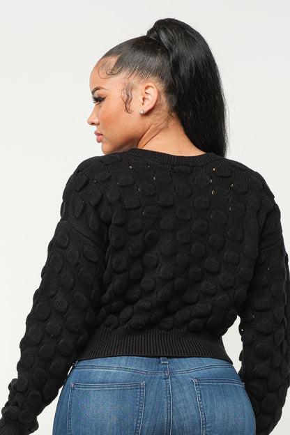 Soft Round Neck Puff Sweater Top