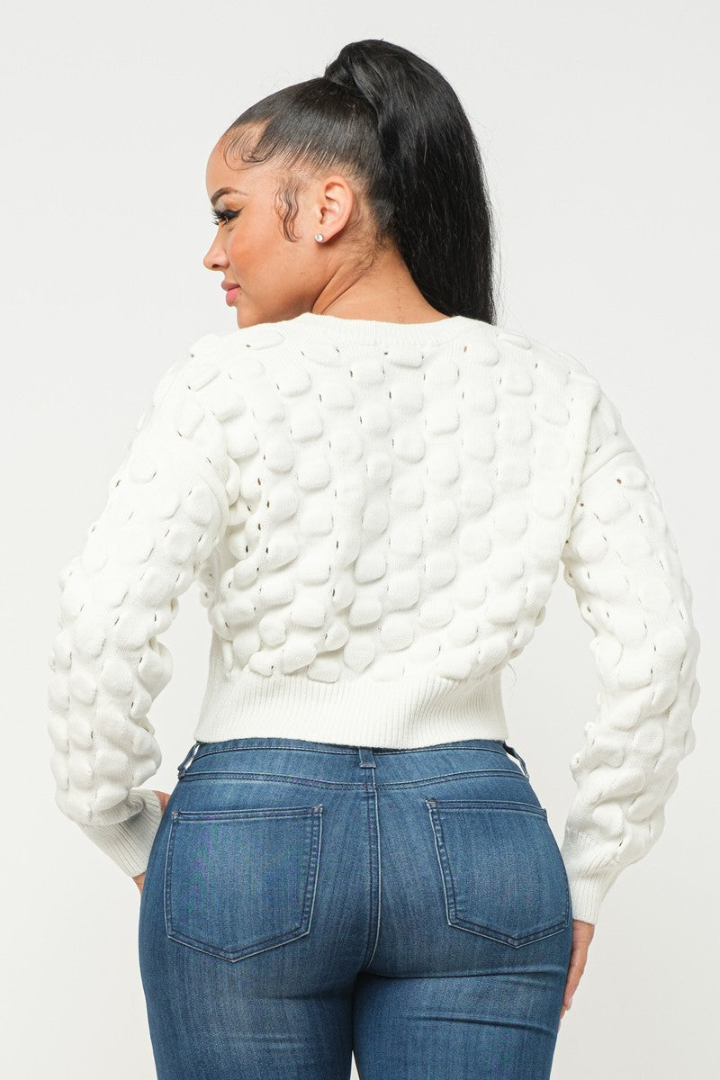 Soft Round Neck Puff Sweater Top