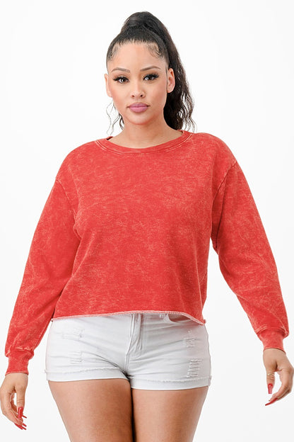 Washed Out Long Sleeve Cropped Sweatshirts