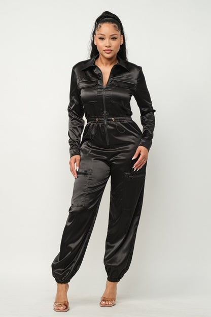 Zipper Pockets Top & Pants Jumpsuit