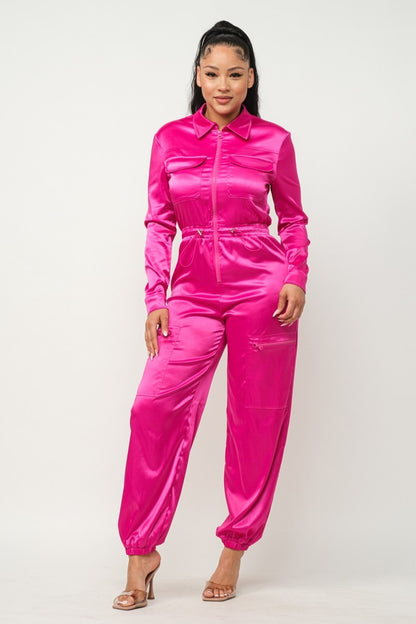 Zipper Pockets Top & Pants Jumpsuit