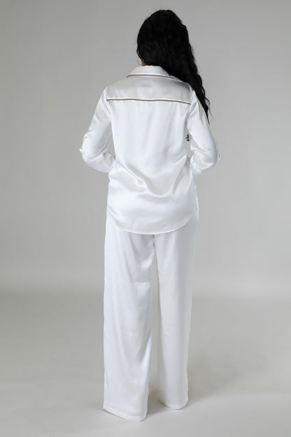 Button Up Tunic Top and Pants Two Piece Set