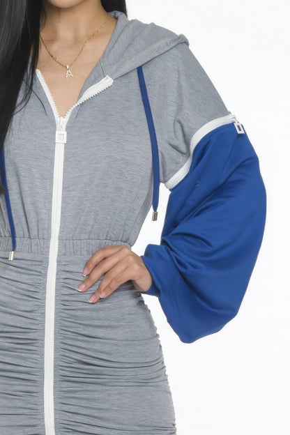 Detachable Hooded Long Sleeve Dress
