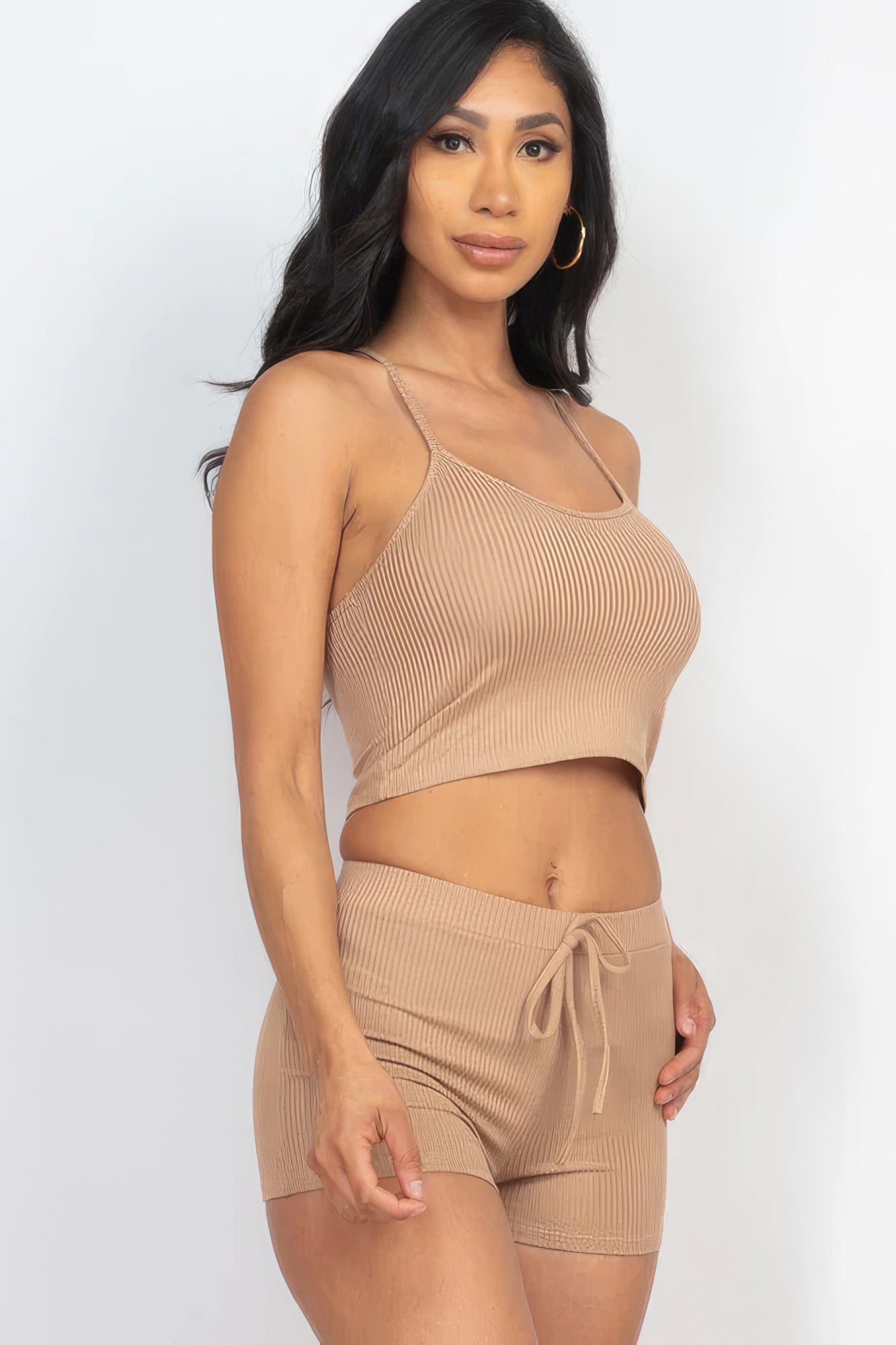 Ribbed Crop Shorts Set