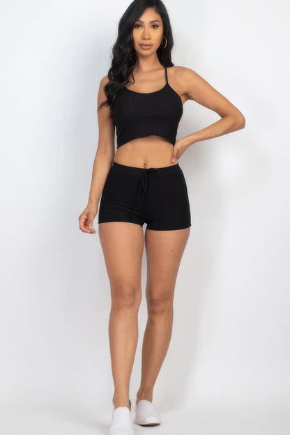 Ribbed Crop Shorts Set