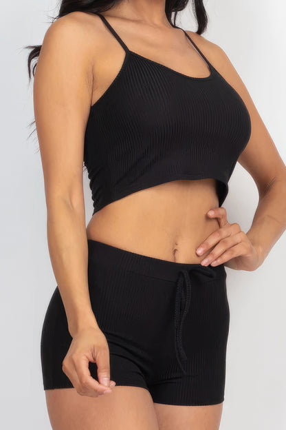 Ribbed Crop Shorts Set