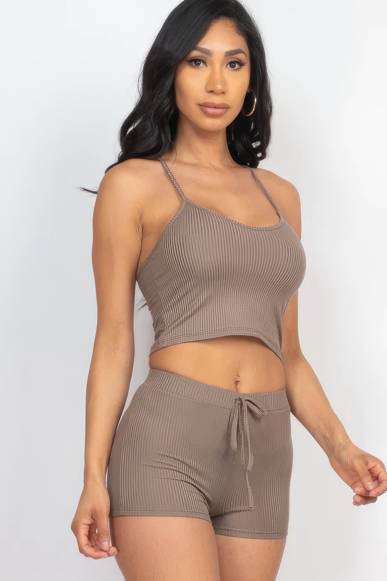 Ribbed Crop Shorts Set