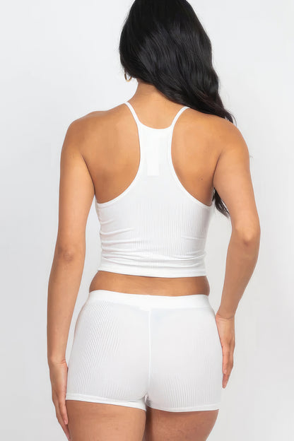 Ribbed Crop Shorts Set