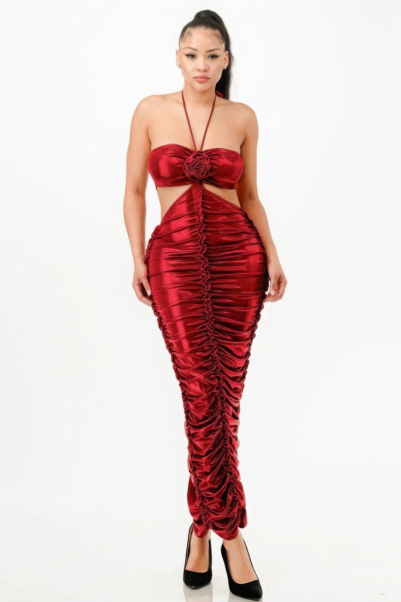 Metallic Halter Dress