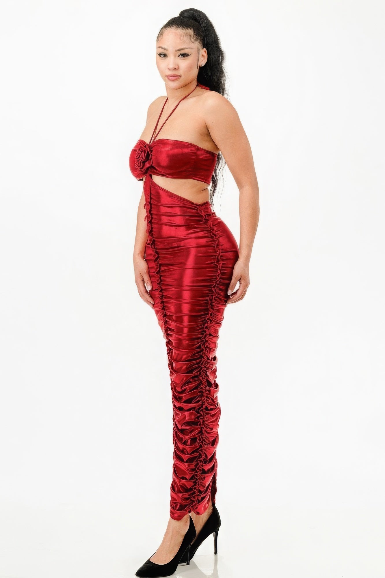 Metallic Halter Dress