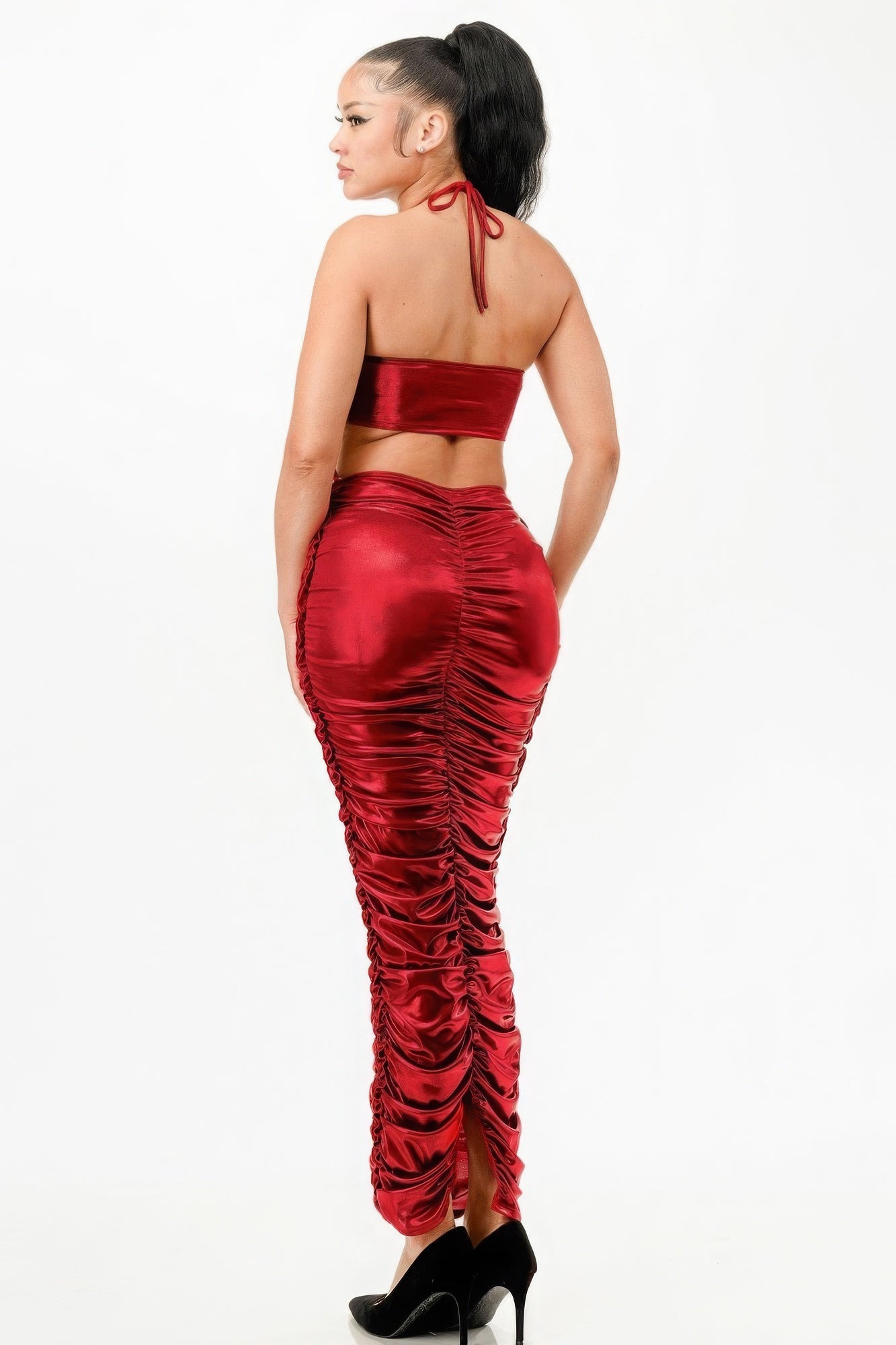 Metallic Halter Dress
