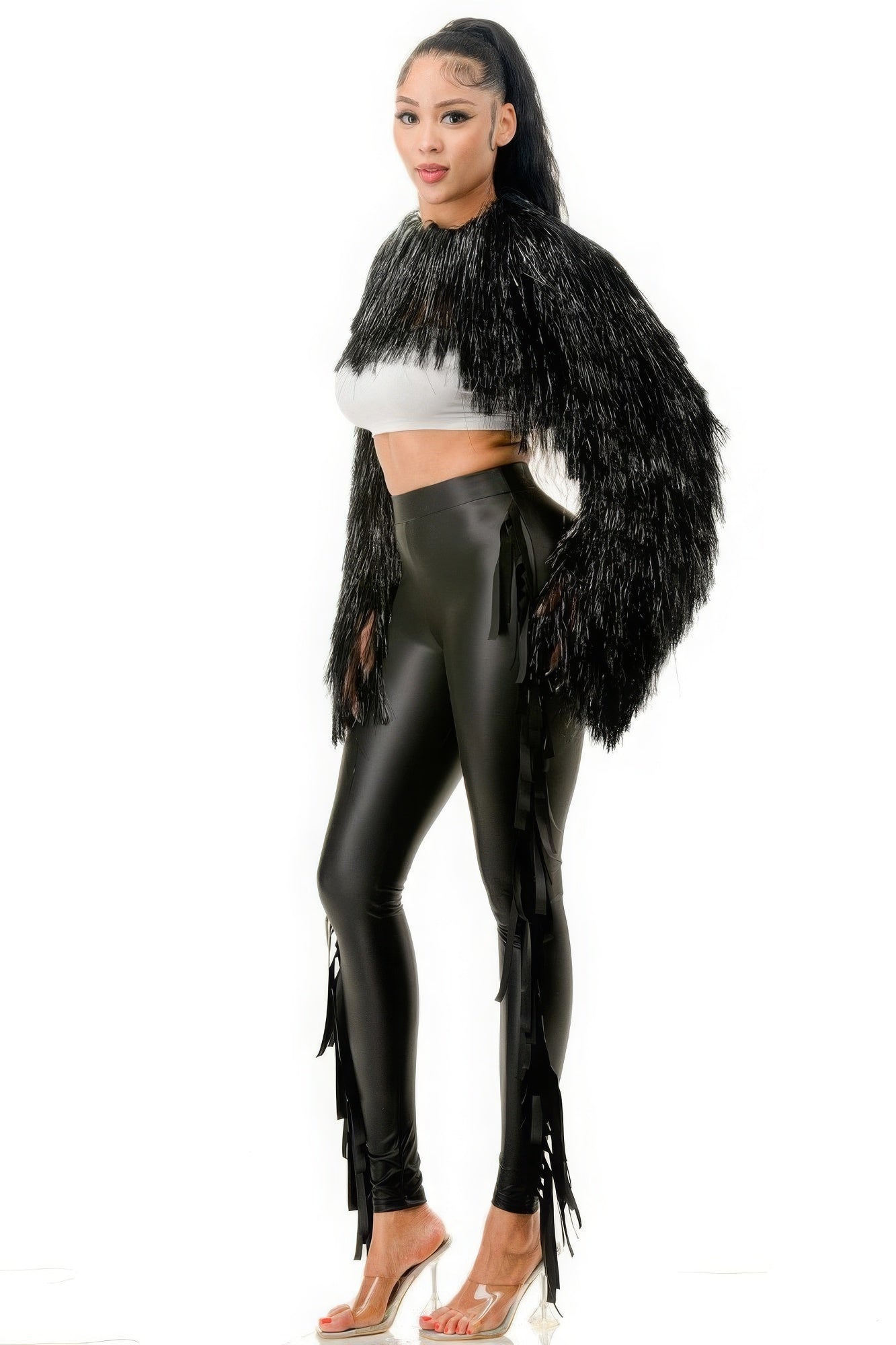 Tinsel Bolero Half Top with Long Sleeves