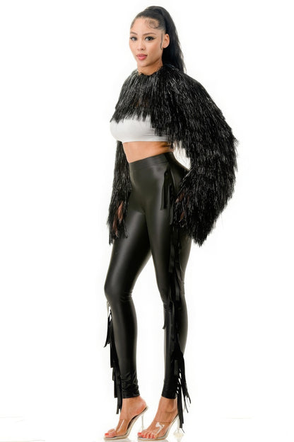 Tinsel Bolero Half Top with Long Sleeves