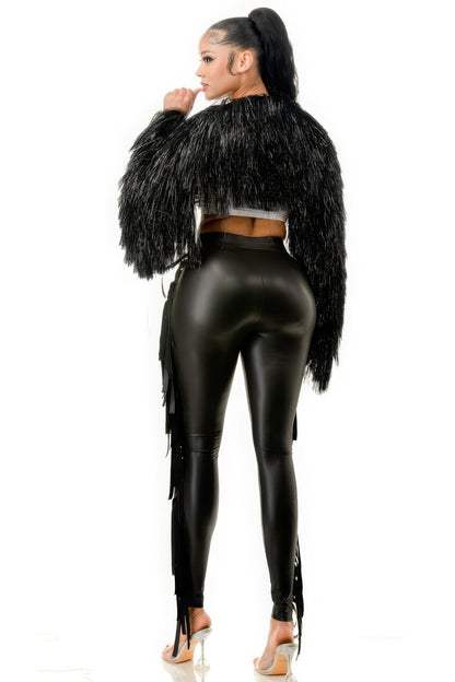 Tinsel Bolero Half Top with Long Sleeves