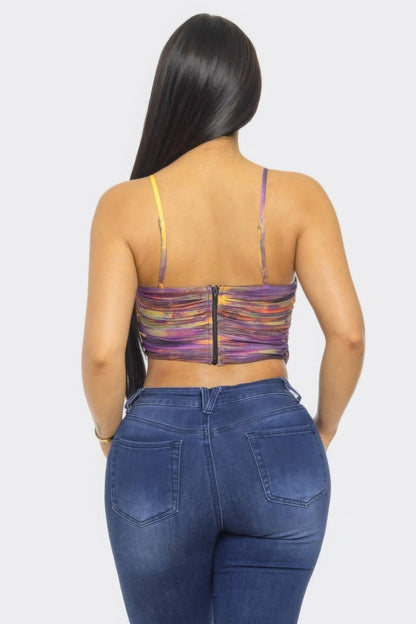 Swirl Mesh Print Top