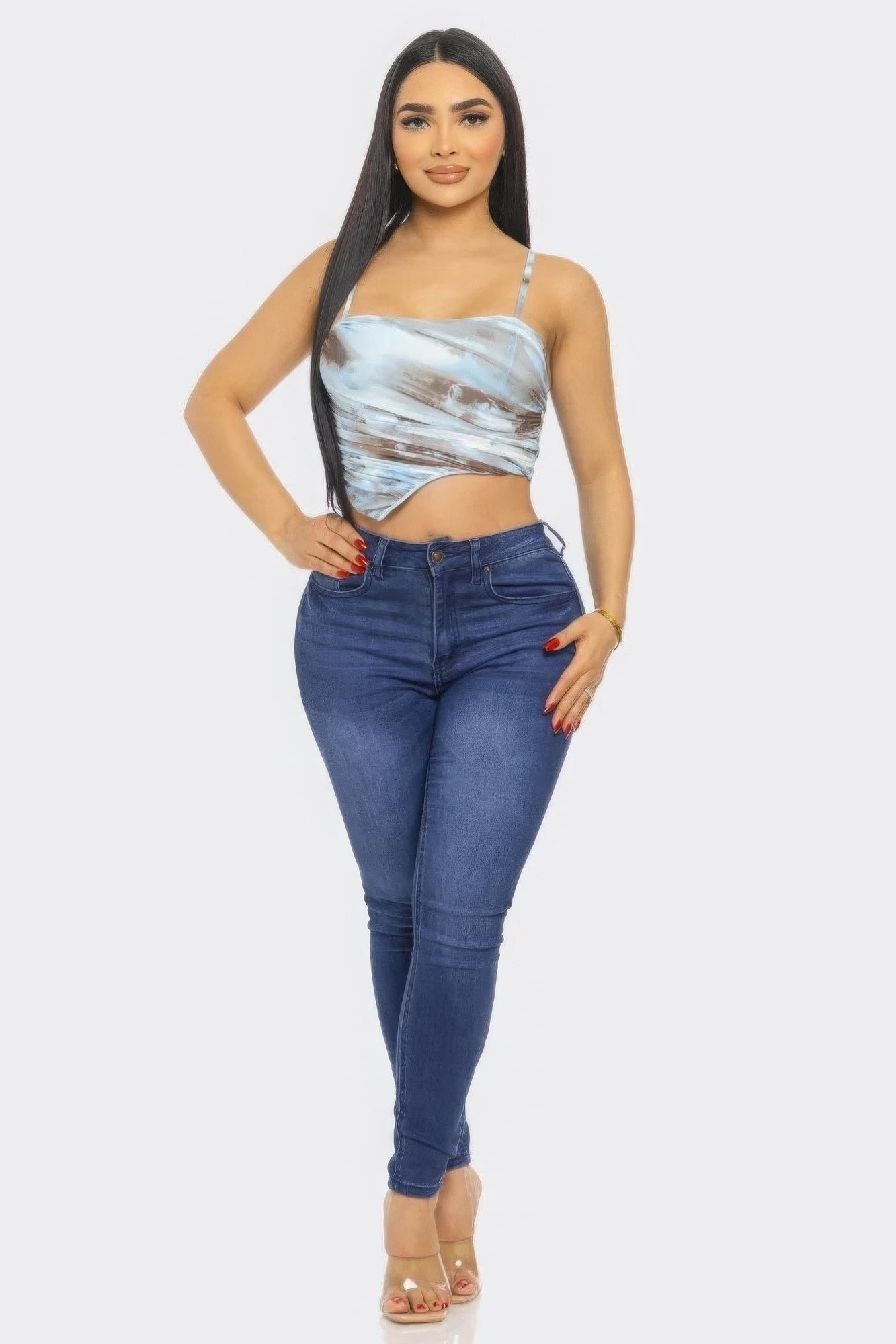 Swirl Mesh Print Top