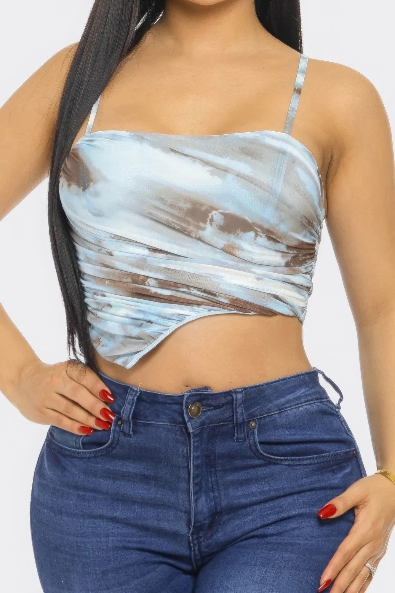 Swirl Mesh Print Top