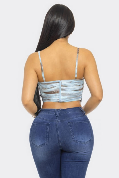 Swirl Mesh Print Top