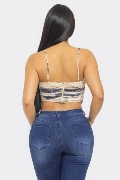Swirl Mesh Print Top