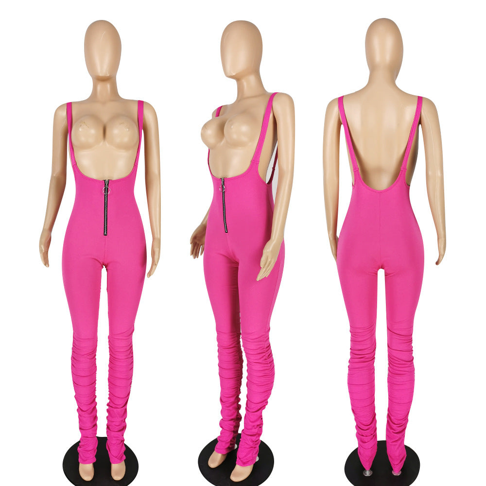 Suspender Stacked Jumpsuit - Jus Fancee Boutique
