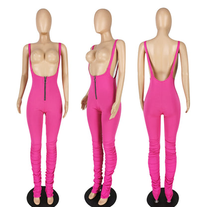 Suspender Stacked Jumpsuit - Jus Fancee Boutique