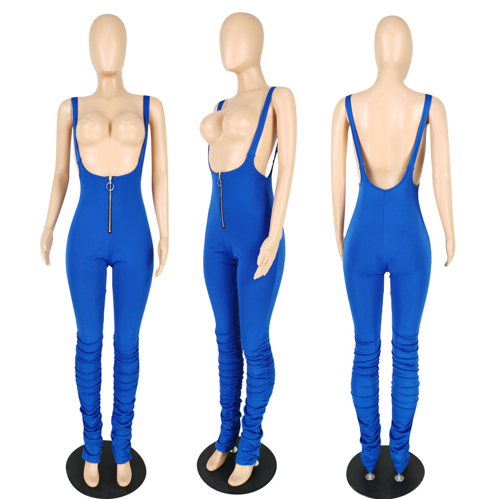 Suspender Stacked Jumpsuit - Jus Fancee Boutique