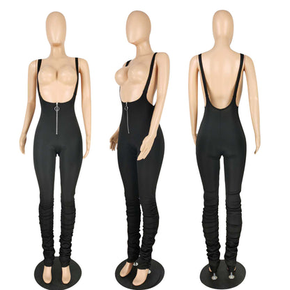 Suspender Stacked Jumpsuit - Jus Fancee Boutique