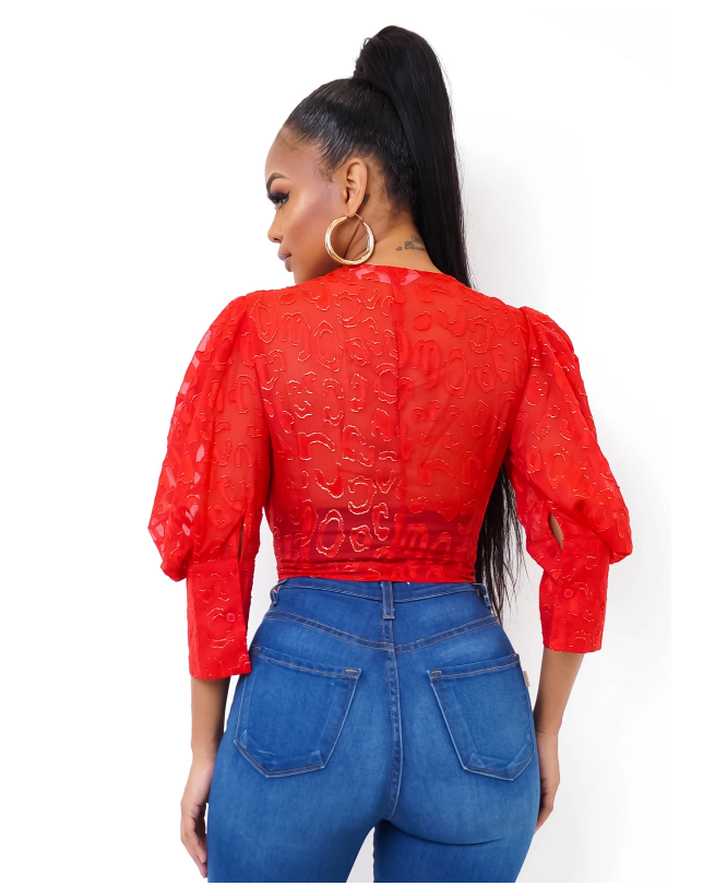 FRONT BOW TIE BLOUSE - Jus Fancee Boutique