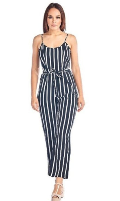 Vertical Striped Jumpsuit - Jus Fancee Boutique