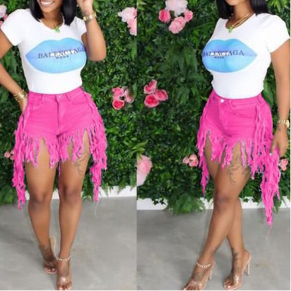 Denim Tassel Jeans Shorts