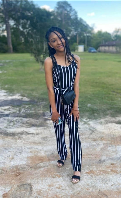 Vertical Striped Jumpsuit - Jus Fancee Boutique
