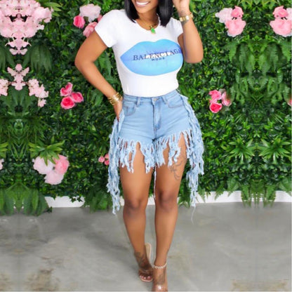 Denim Tassel Jeans Shorts